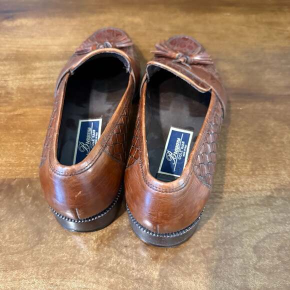 Bragano by Cole Haan Men\'s Woven Leather Tassel Loafers Brown Size 8.5